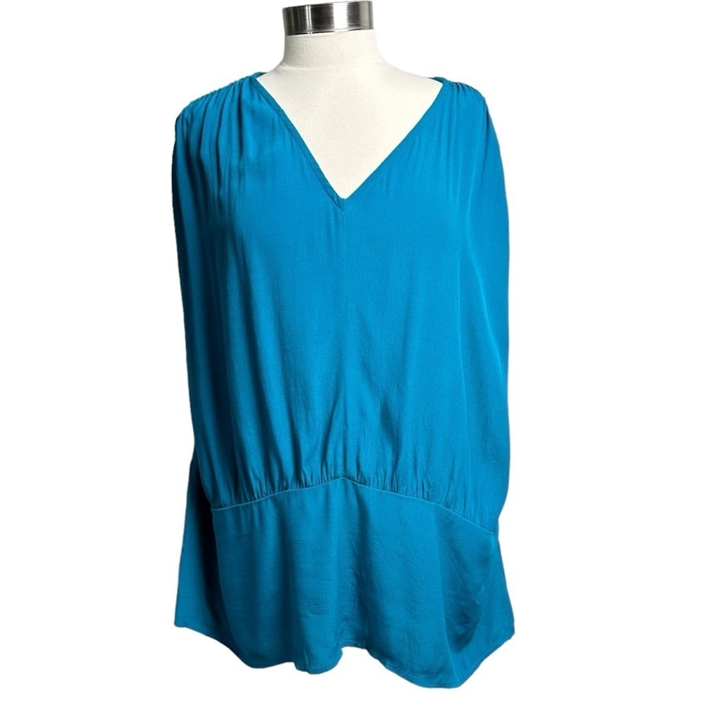 Sejour Size 2X Sleeveless V Neck Blouse Teal Blue Summer Casual Comfortable - Picture 3 of 10